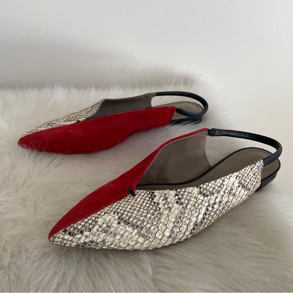 Mercedes Castillo’s Red and Snake Print Women's Slingback Flats